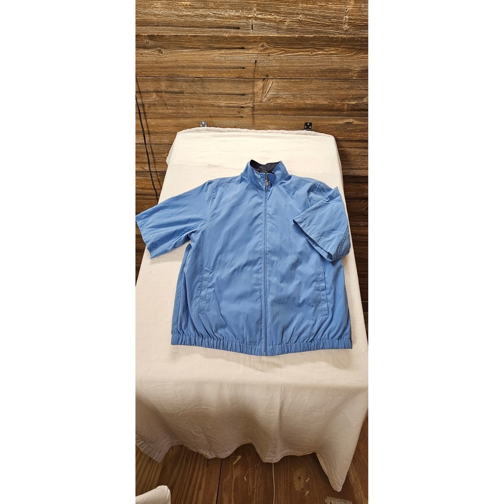 Bobby Jones Players MensXL Light Blue Short Sleeve Full Zip Windbreaker Jacket